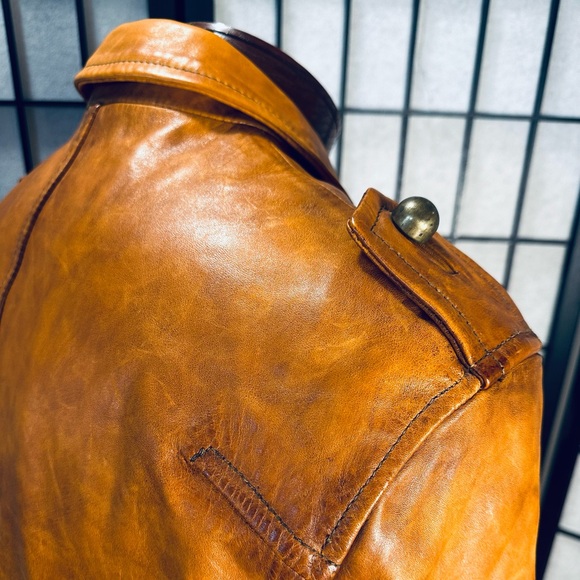 DSquared2 Vintage Camel Luxury Leather Jacket - Picture 11 of 16